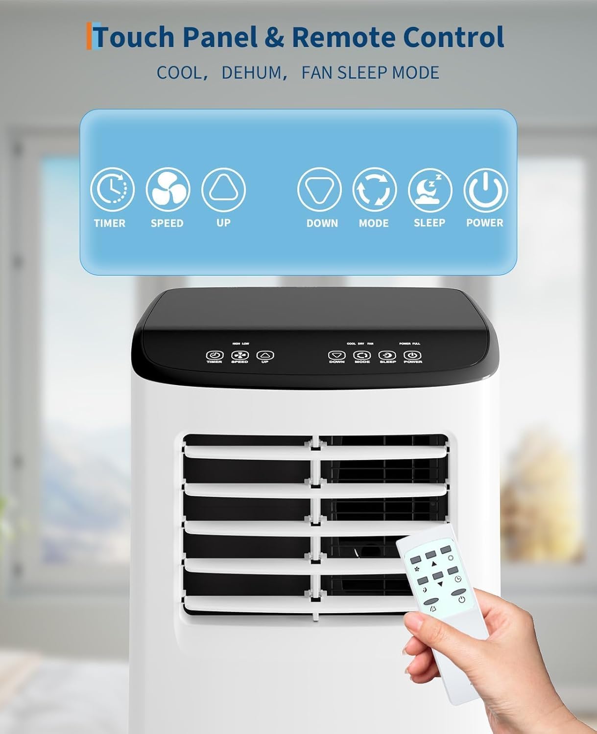 Portable Air Conditioner, 8,000 BTU for Large Room up to 450 Sq. Ft., Portable Air Conditioner w/ 24H Timer, Dehumidifier & Fan Modes, Bedroom AC Unit