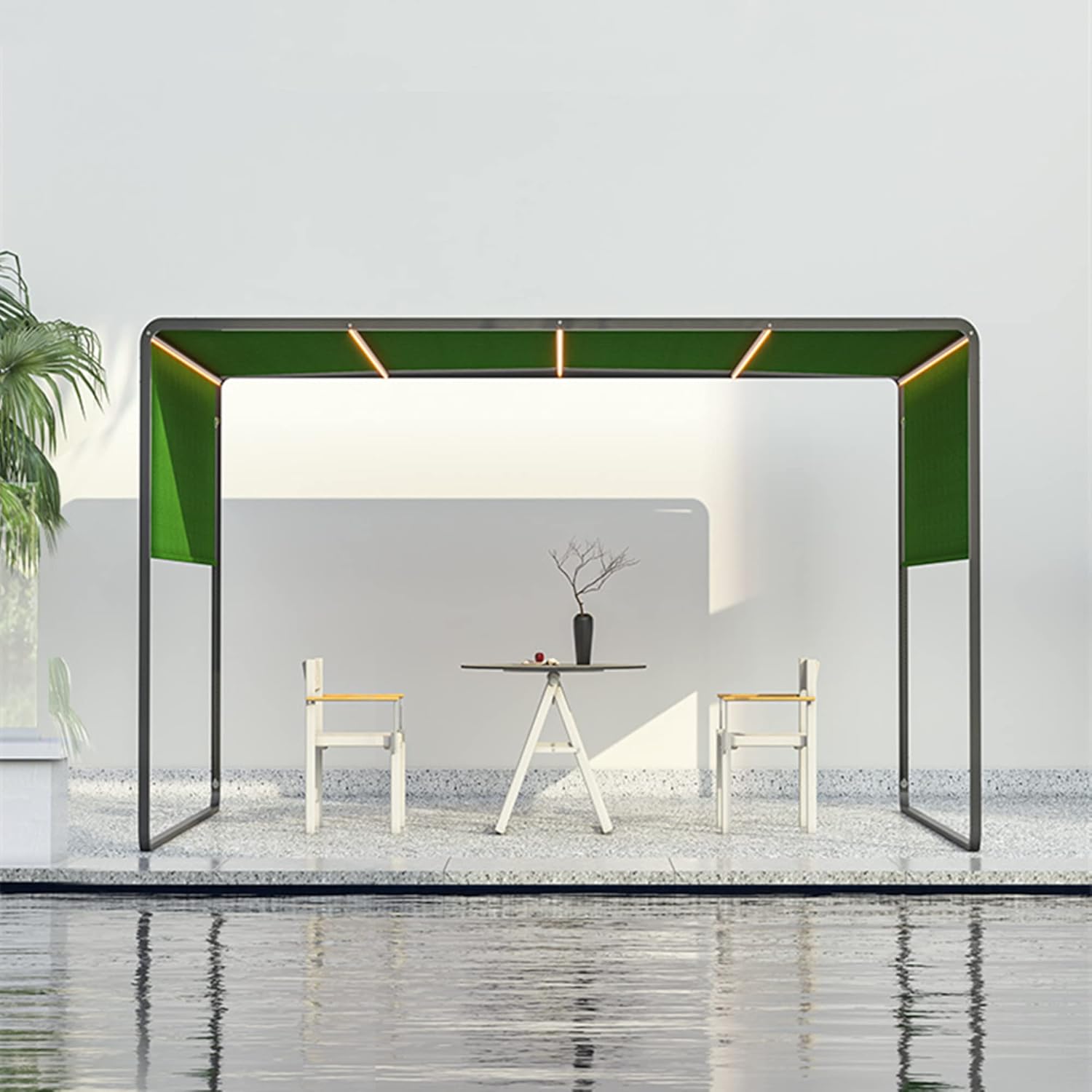 3mx3m Pergola for Outdoor, Patio Gazebo with Aluminum Frame, Waterproof Top Canopy, 1.6m Adjustable Height Side Canopy, Backyard Sun Shelter,Green