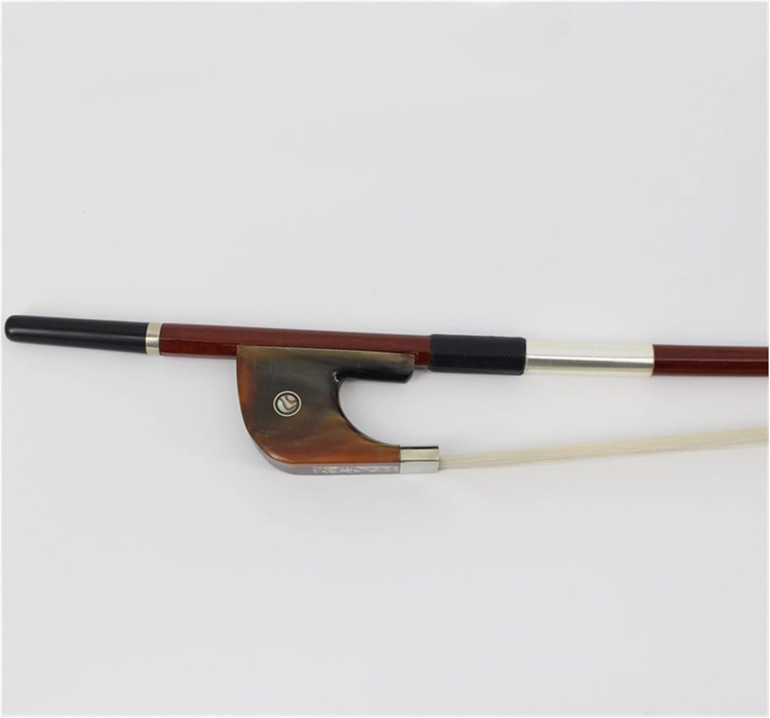 TSTS 4/4 Horn Green Wood Bass Bow for Adult Students Full Size Violin Bow