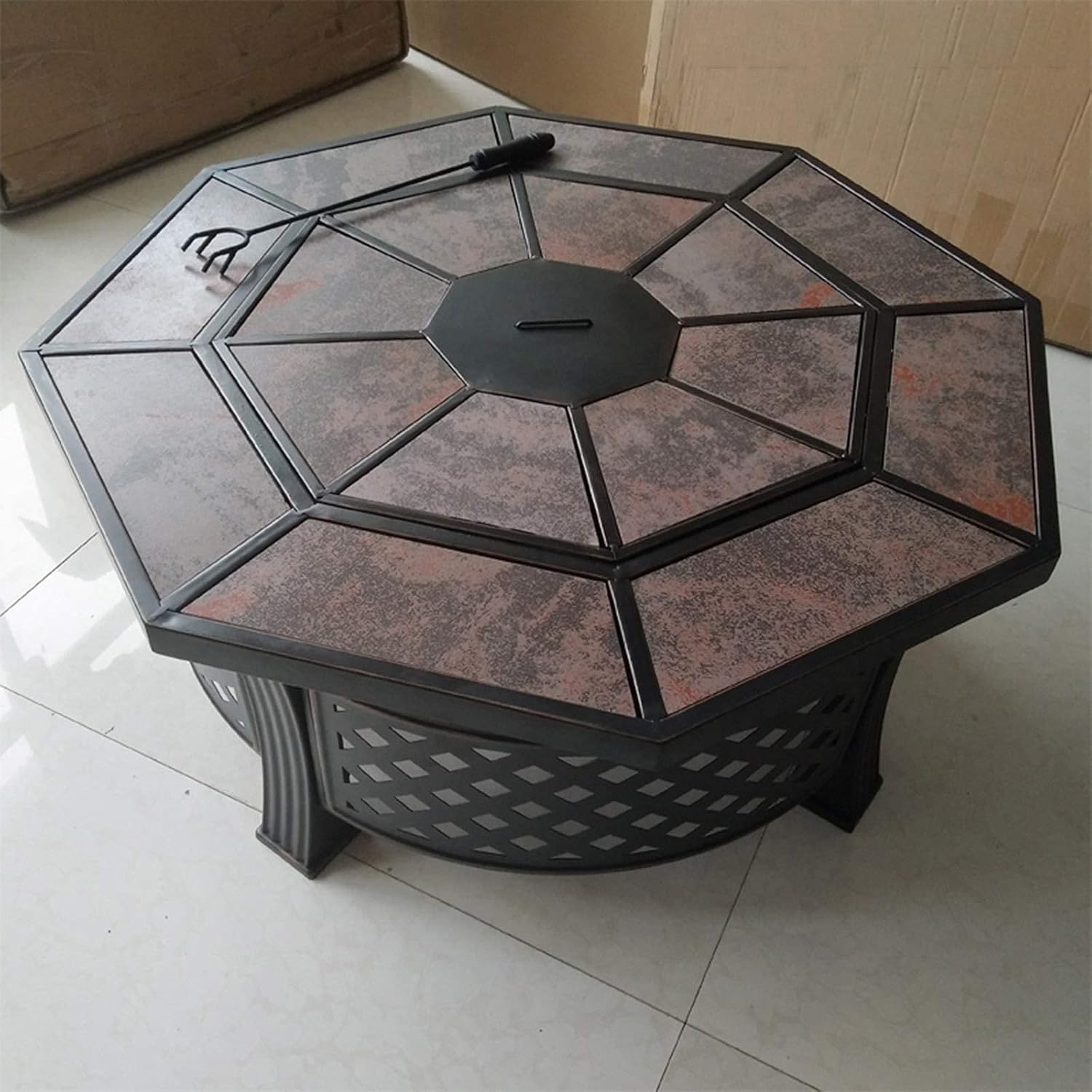 Fire Pits Outdoor Garden Burning Fire Pit Bowl BBQ Table, Terrace Patio Lawn Garden Outdoor Heating Burning Brazier, 88cm/34.6