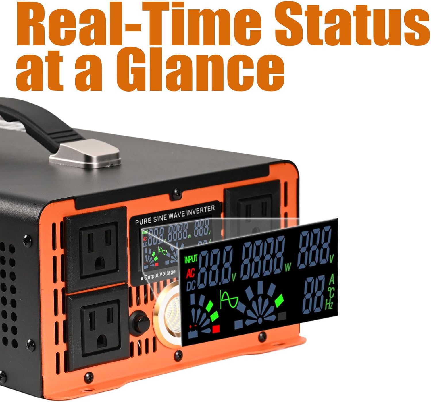 Jamesin Pure Sine Wave Inverter 3000 Watts, 6000 Watts Peak Power, 12 VDC to 110/120 VAC with LED Display for Home, Truck, Car, RV, Residential Solar Systems