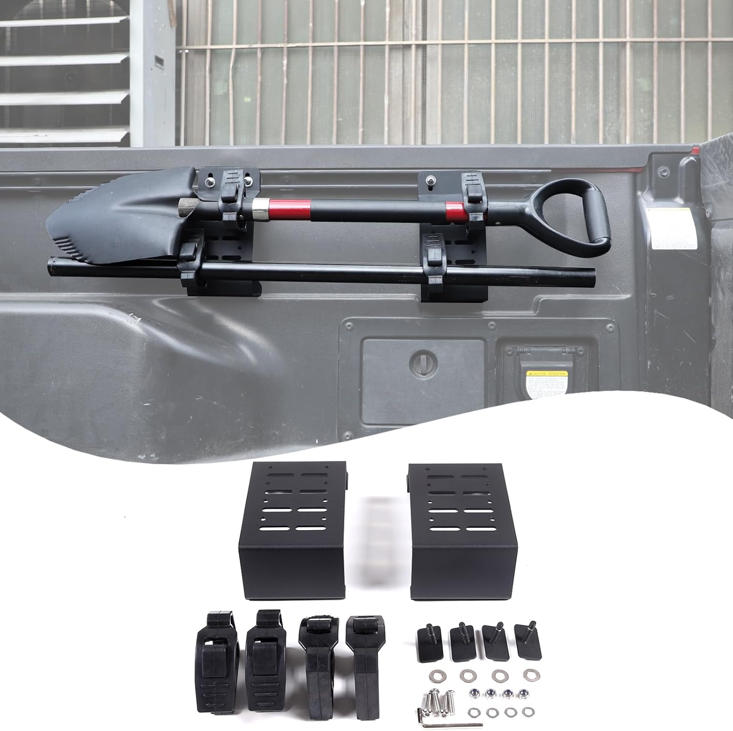 Lcojicep Truck Bed Rail Side Mount Holder Compatible with Tacoma 2016-2023，Bed Rail Modular Accessory Mount for Shovels, Recovery Boards, Other Accessories