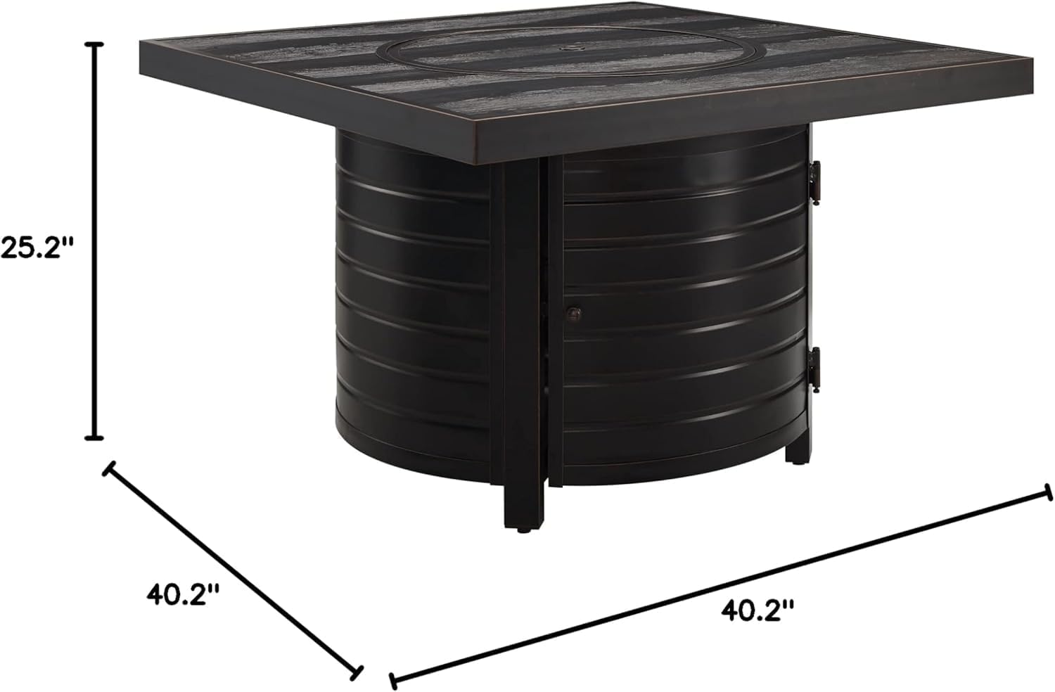 Square LPG/NG Gas Fire Pit Table 55K BTU w/Burner Lid, Cover, Fire Glass #65154