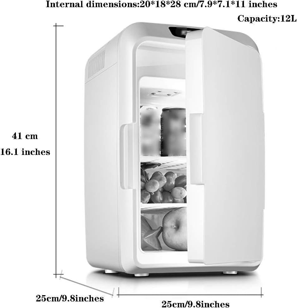 Car Freezer Warmer Mini Fridge,Quiet Small Chest Fridge for Cars and Home Use,18L Large-Capacity Cooling and Heating Car Fridge, 12V 220V (Color : White, Size : 25 * 25 * 41cm)
