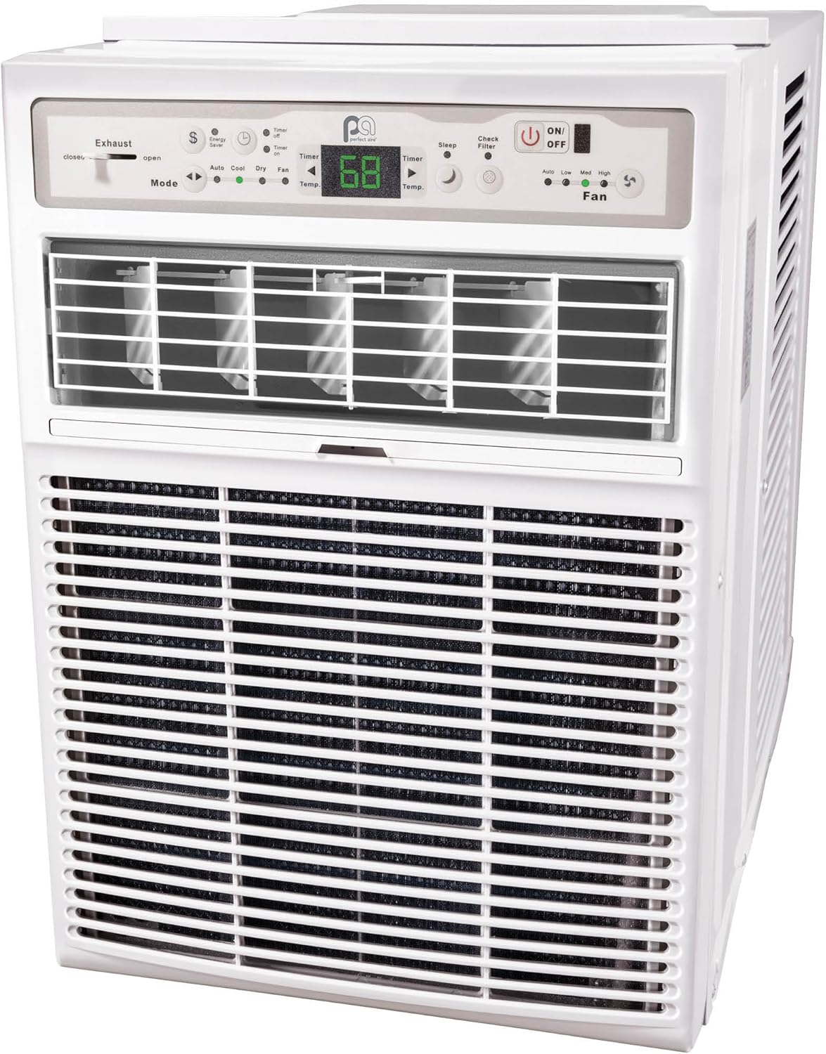 Perfect Aire 10,000 BTU Casement Window Air Conditioner– Cools 450 Sq. Ft. – Remote with Follow Me, Digital LED Display, Timer, R32 Refrigerant, Sliding/Crank-Out Window H: 23.5” x W: 14.75” x D: 21”