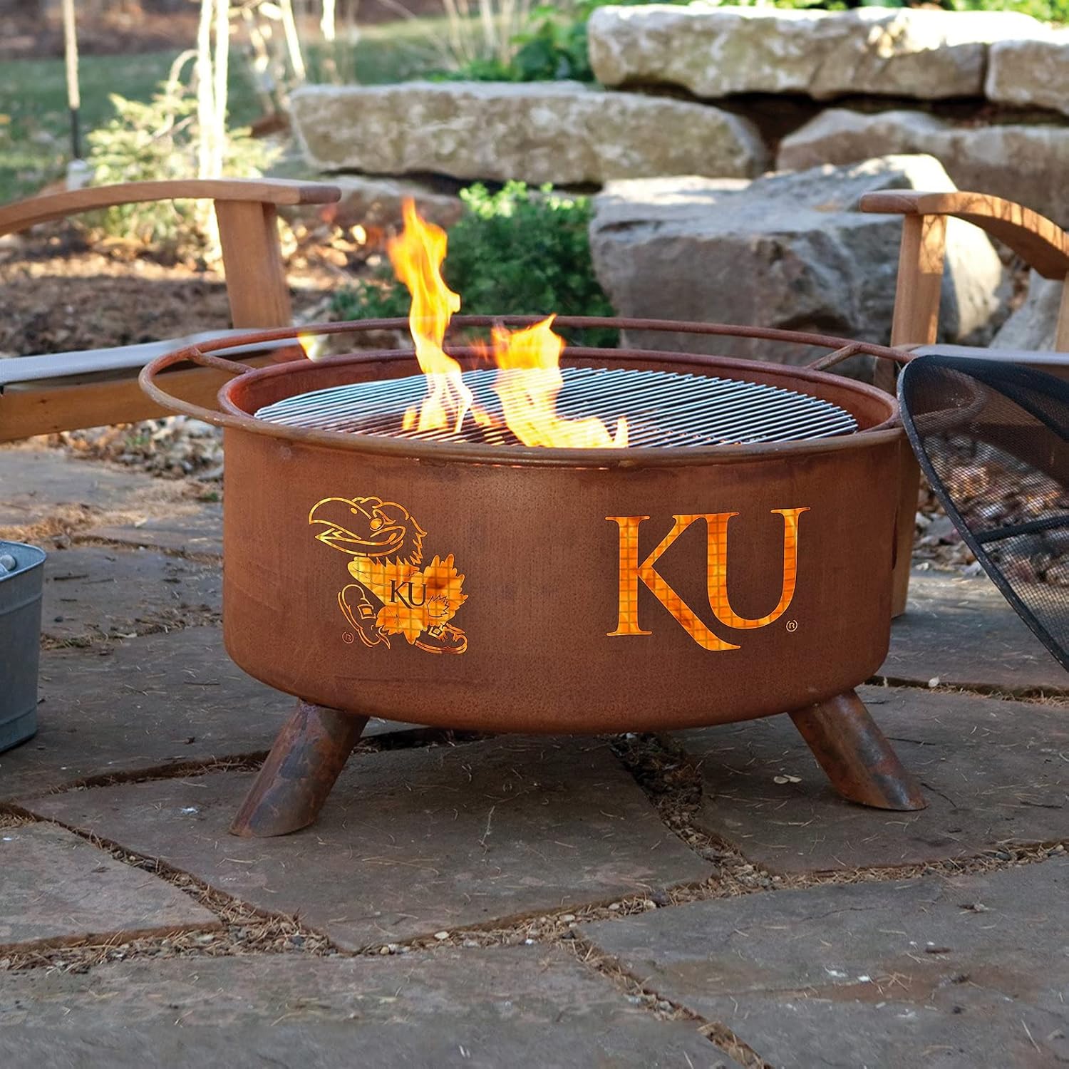 Patina Products F239 Kansas Steel Outdoor Fire Pit - 24 x 24 x 11 inch - Natural Rust Patina Finish