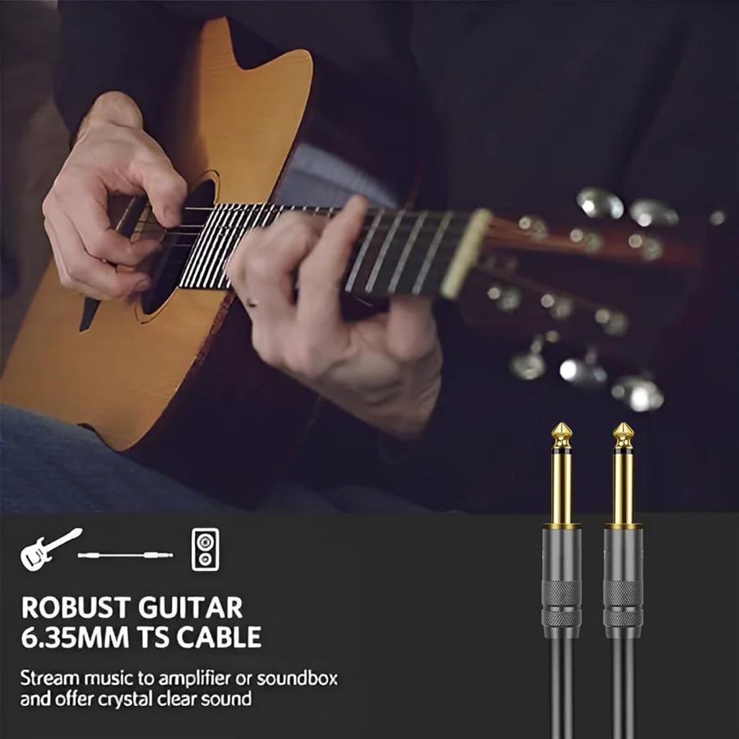 Pro Audio Cable 1/4 Inch Straight Instrument Cable 6.35mm Stereo Professional Guitar Cable for Guitar Bass Amplifier Keyboard(Ts,10m)