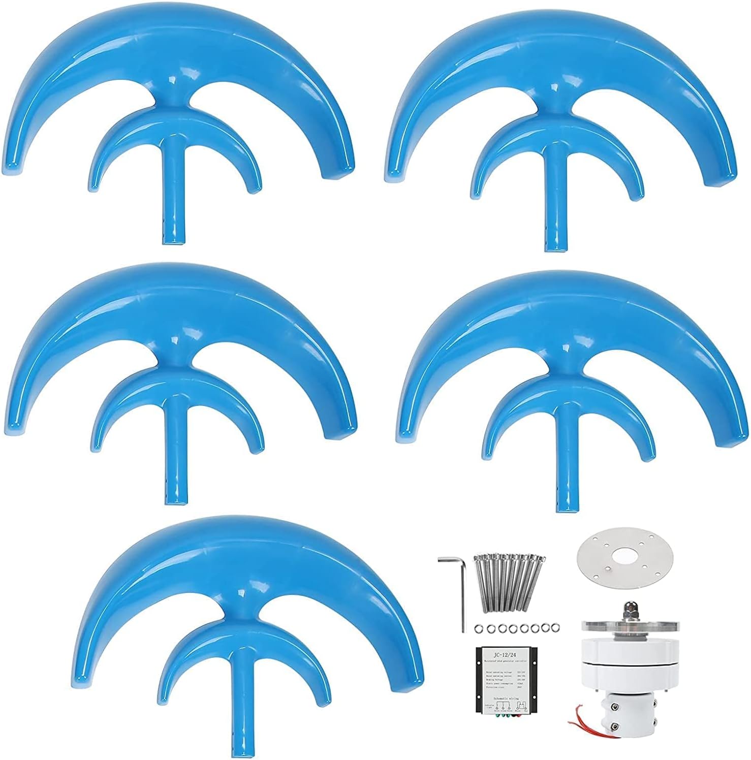 Wind Turbine 10000W 5 Blade Wind Vertical Axis Generator AC Permanent Magnet Generator Wind Turbine Kit with Controller for Wind Solar System