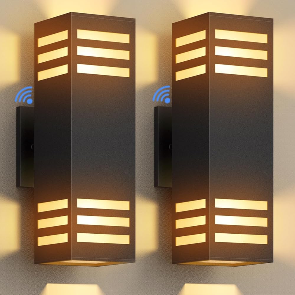 Dusk to Dawn LED Outdoor Light Fixture Wall Mount,Black Square Porch Lights Outdoor,Modern Exterior Wall Sconce Lights 13In, Bulb Includes Up Down Outside Wall Light for House Front Door