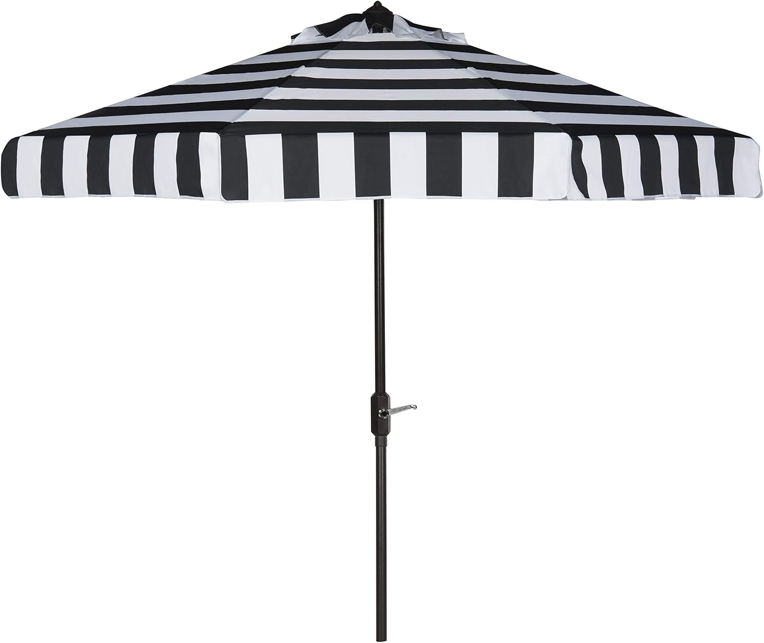 SAFAVIEH 9ft Outdoor Patio Umbrella, Round, Else Collection, Black & White Stripe, Auto Crank Tilt, UV Resistant for Deck, Backyard, Poolside (PAT8003A)
