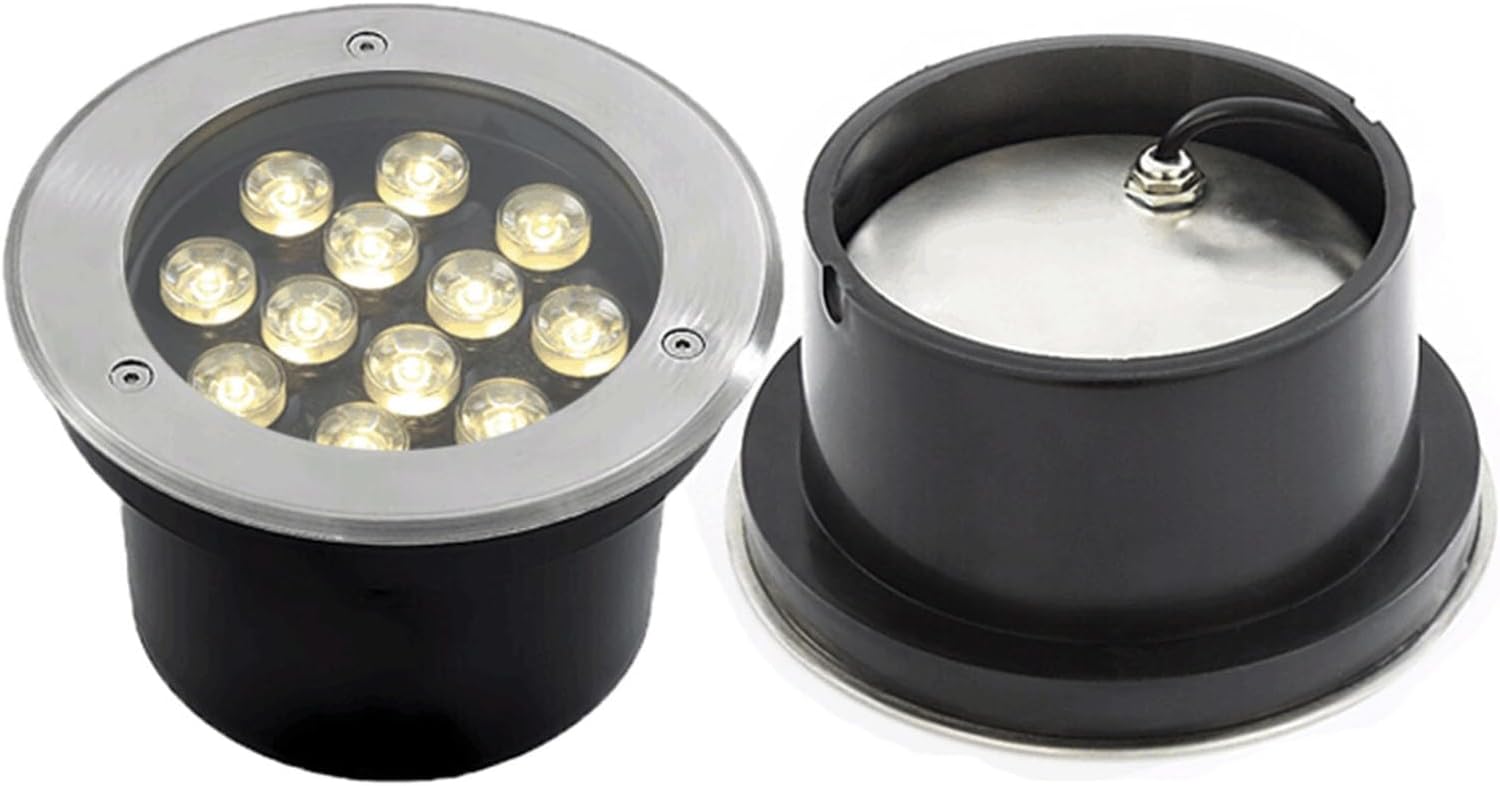 Submersible LED Fountain Light - Swimming Pool Underwater Light, 12V Stainless Steel Outdoor Recessed LED Spotlight, IP68 Waterproof Fountain Landscape Lighting(Yellow,36W)