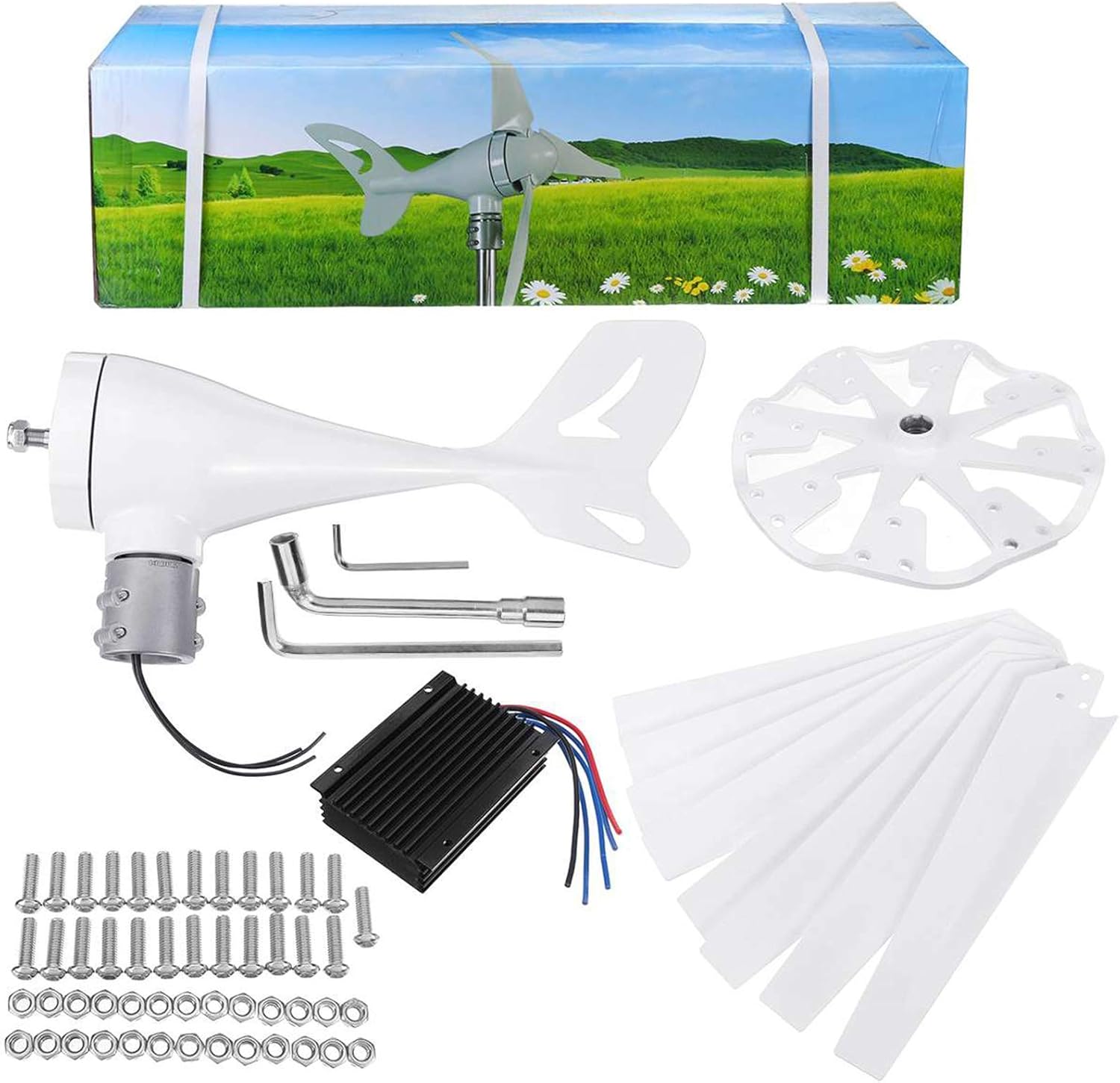 12V/24V 8000W Wind Turbine Generator Kit, with MPPT Charge Controller 8 Blades Wind Power Generator for Windmill Energy Small Wind Turbines