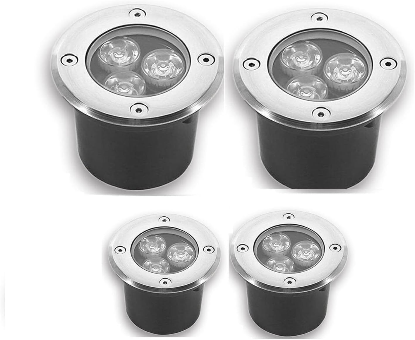 4PCS Ground LED Landscape Lights - Outdoor Buried Lights, LED Floor Lamp, IP66 Waterproof Recessed LED Spotlight, Low Voltage Landscape Lights, Round Outdoor Buried Lights, For Garden, Step (Colo