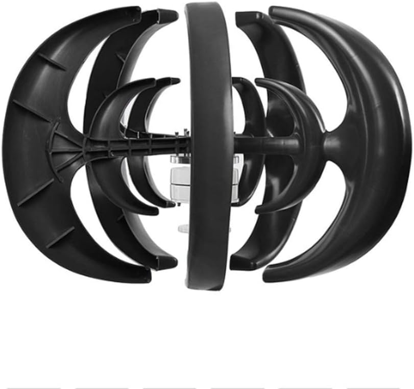 600W 12/24V 5 Blades Lantern Wind T Urbine Generator Vertical Axis Kit+ Controller for Residential Home Hybrid Streetlight White (Black)