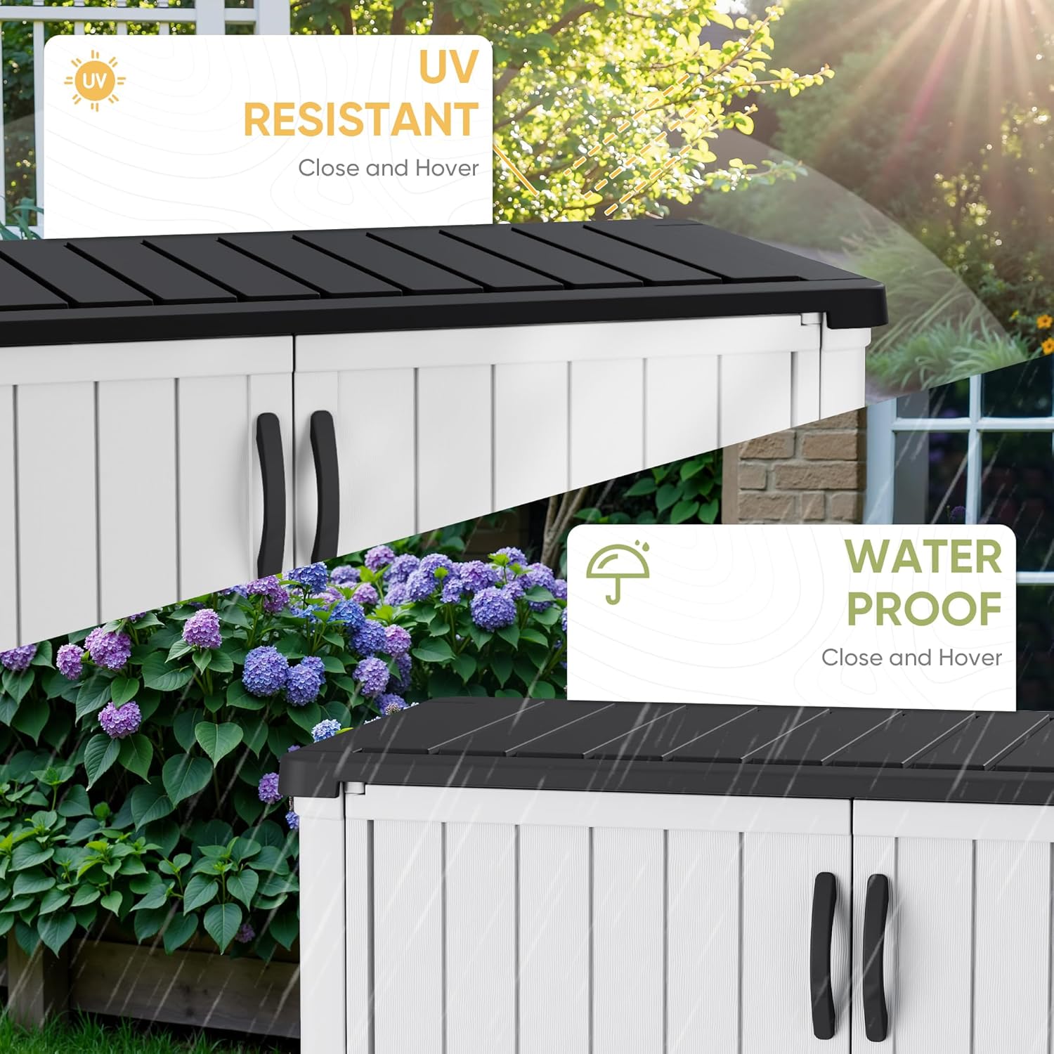 Devoko Outdoor Storage Cabinet 50 Cu Ft with Lockable Doors, Vertical Storage Shed Waterproof Patio Tools Storage Box for Sofa Cushions, Gardening Tools and Accessories (White)