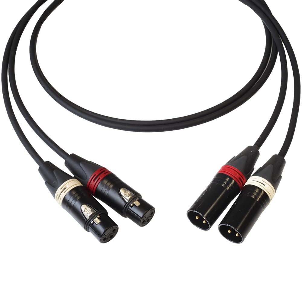 BJC XLR Cables, Canare DA202 with Neutrik BXX-Series XLRs, Suitable for Analog or AES/EBU Digital (Stereo Pair, Black, 35 Foot)