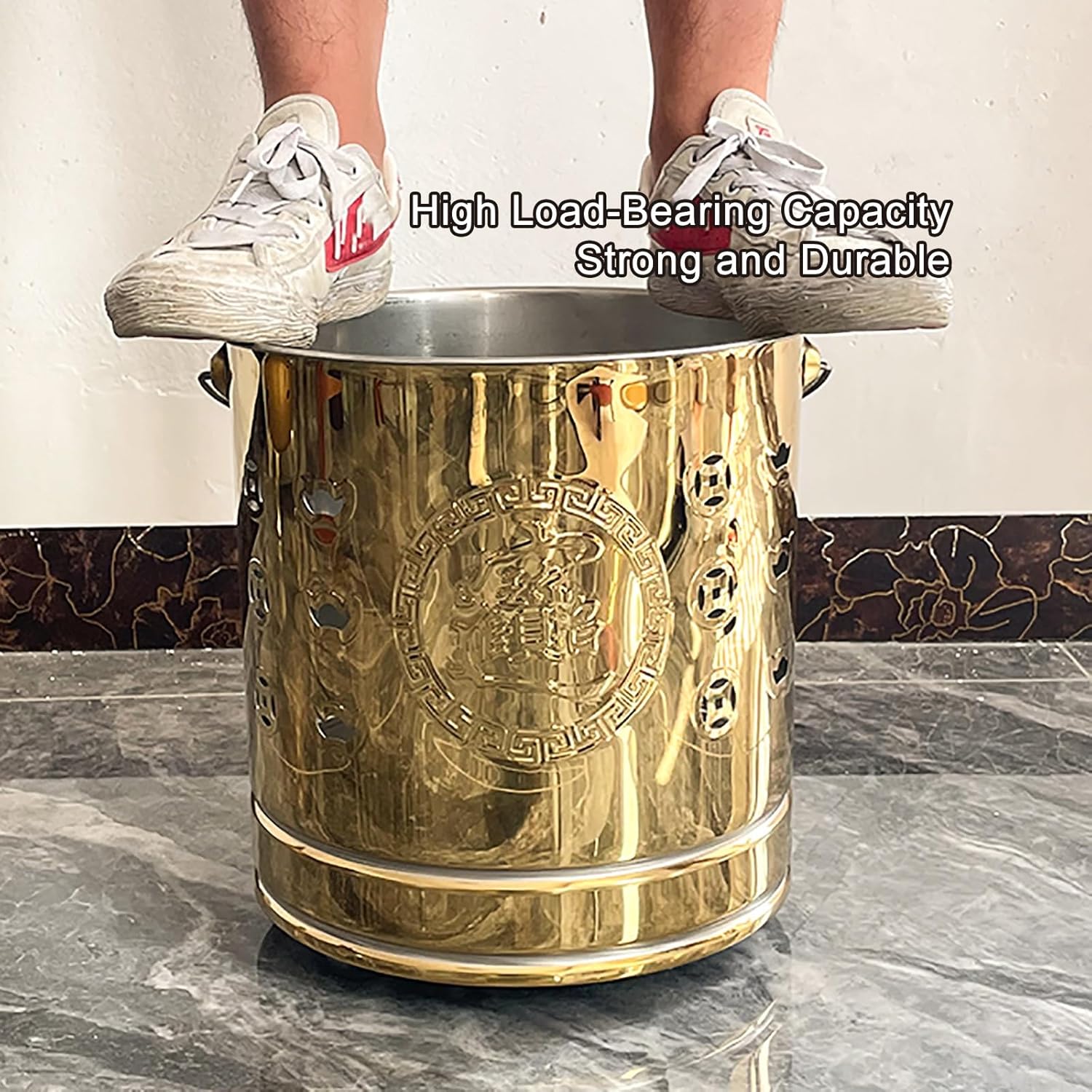 KAVERN Stainless Steel incinerator, fire Pit, Burn Barrel for Outside, with Lid and Handle, for Paper, Leaf, Trash(Small)(M)