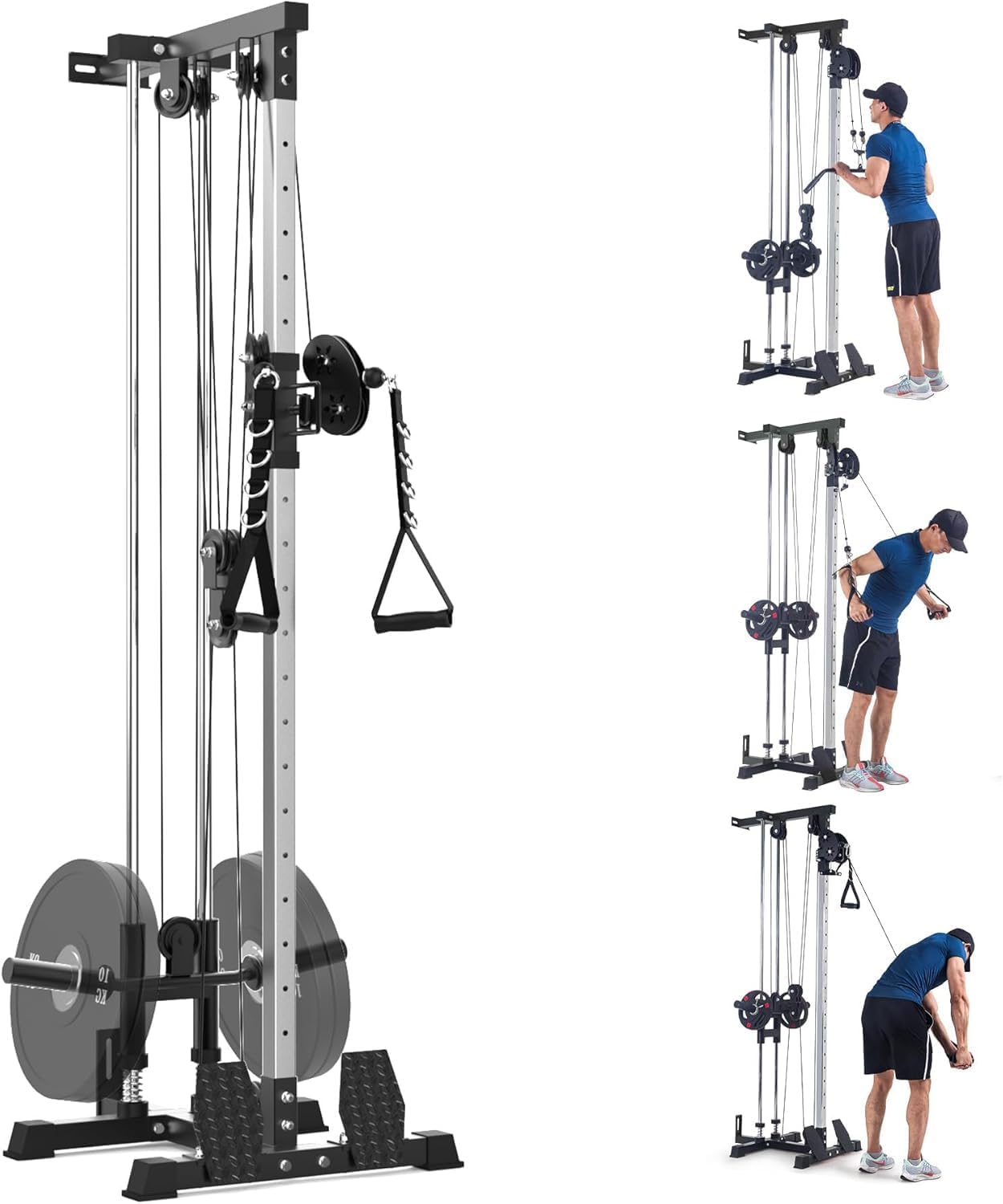 LAT Pull Down Machine - Wall-Mounted Cable Workout Machine 400Lbs Weight Capacity, Dual Pulley System, 20 Height Adjustments, Compact Home Gym Cable Machine