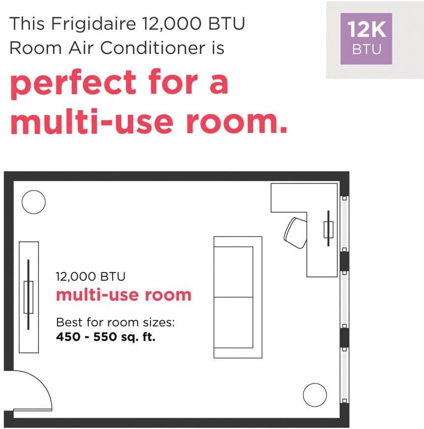 Frigidaire Through-the-Wall Room Air Conditioner, Remote Control, Washable Filter, Timer & Sleep Mode, 208/230V, White (12,000)