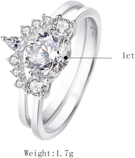 18K Gold Over S925 Sterling Silver Stylish Womens Jewelry Engagement Rings for Women Set with 1 Carat Diamond | VVS2, D-color | Wedding Band Accessory