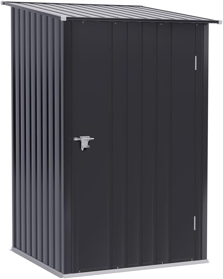 Durable Galvanized Metal Outdoor Storage Shed for Backyard Garden Tools, Lawn Equipment, and Patio Accessories