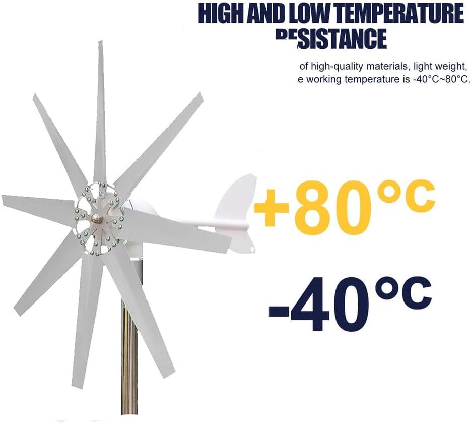 3000W 12V-220V Vertical Axis Maglev Wind Turbine 8 Blades, Free Energy Household Windmill Adjustable Windward Direction & 2.5M/S Start Wind Speed