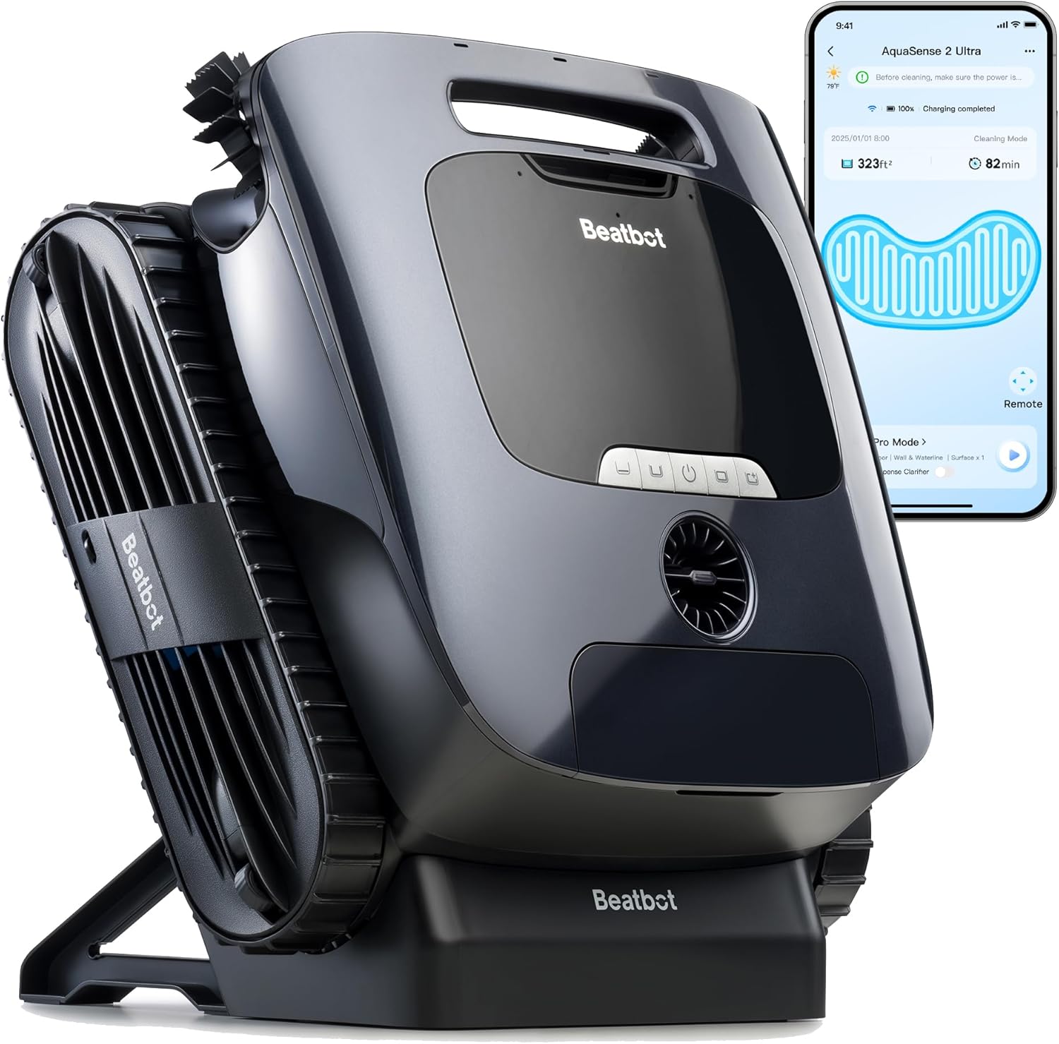 Beatbot AquaSense 2 Ultra Cordless Robotic Pool Cleaner for Complex Pools, Mapping with AI Camera, 5-in-1 Cleaning, Smart Surface Parking, Skimmer with APP Control, Water Clarification – Abyssal Blue