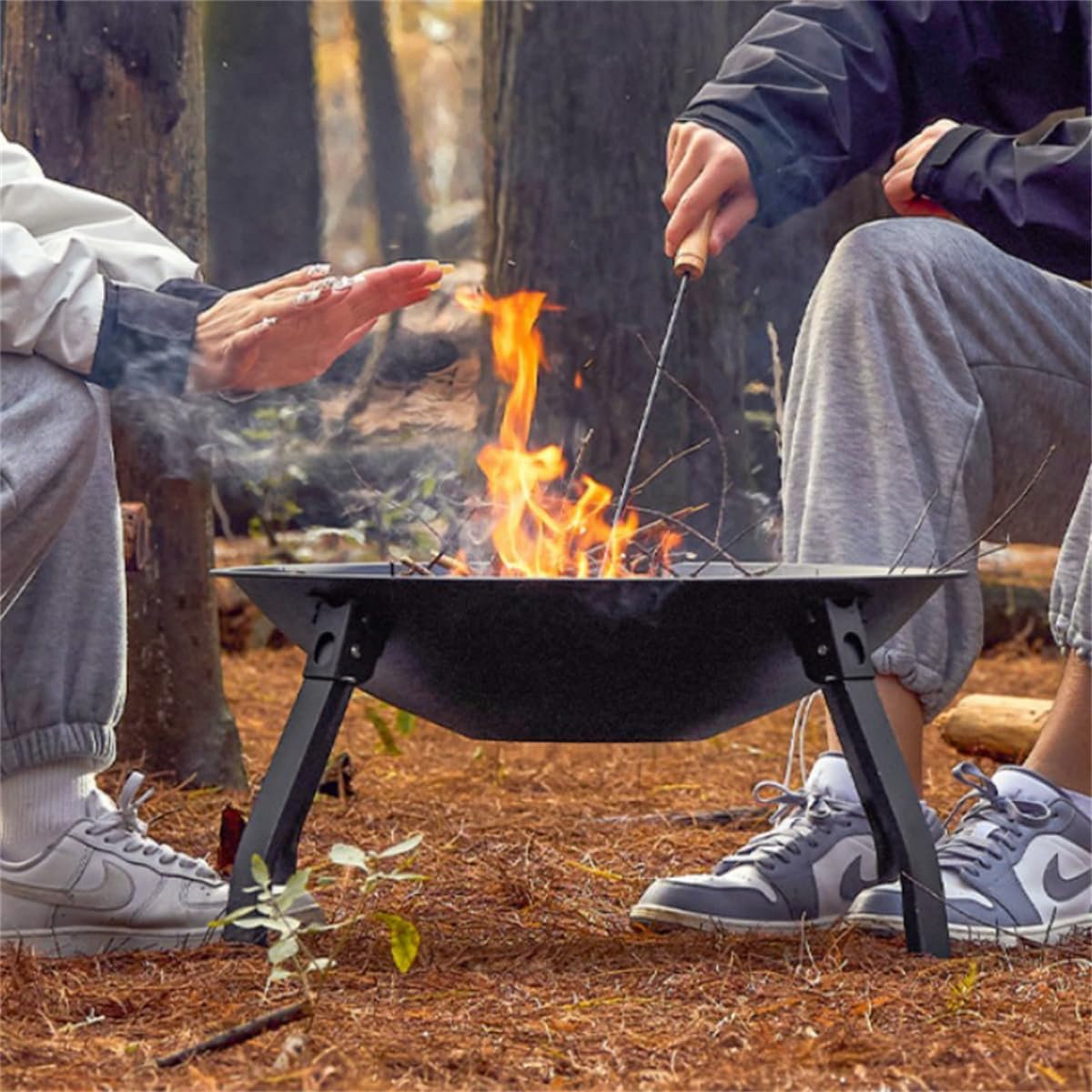 21.6'' Outdoor Fire Pit, Wood Burning Fire Pits,Heavy Duty Folding Firepit,Outdoor Garden Patio Heater,Grill Camping Bowl BBQ,for Camping Beach Bonfire Picnic Backyard Garden