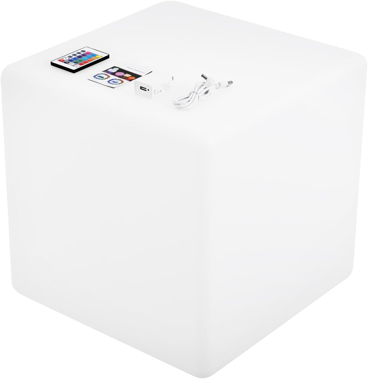 17in LED Cube Lights w/Remote, Rechargeable 16 RGB Colors Changing Light Chair, IP65 Waterproof Cube Seat Table Night Lighting for Home Outdoor Pool Bar Party Decor (17inch)