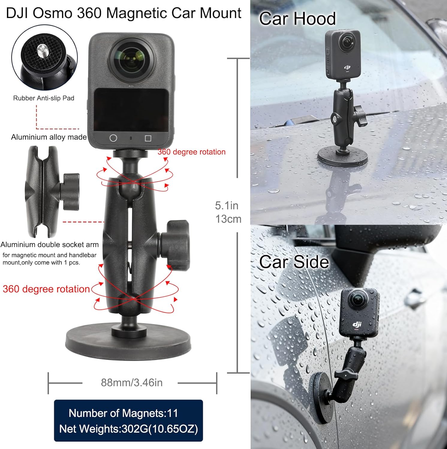 PellKing Accessories Kit for DJI Osmo 360,Included Carrying Case with Belt,2 Pcs Metal 1/4