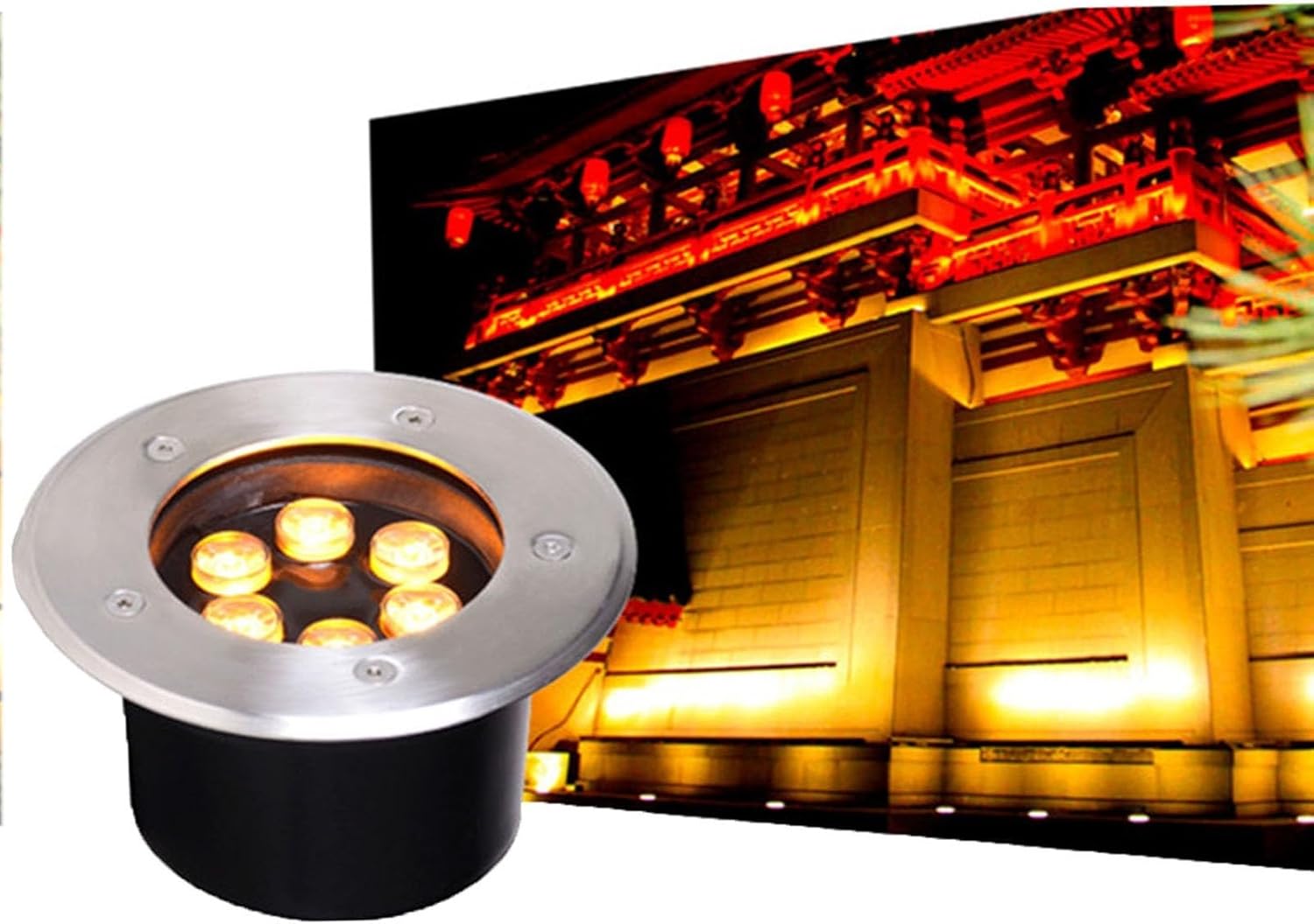 Ground LED Landscape Lamp, Recessed Outdoor Buried Lights, IP67 Waterproof Stainless Steel Garden Lawn Light, AC85-265V Low Voltage Round LED Well Lights, for Driveway Patio Pathway Decking(Blue Light