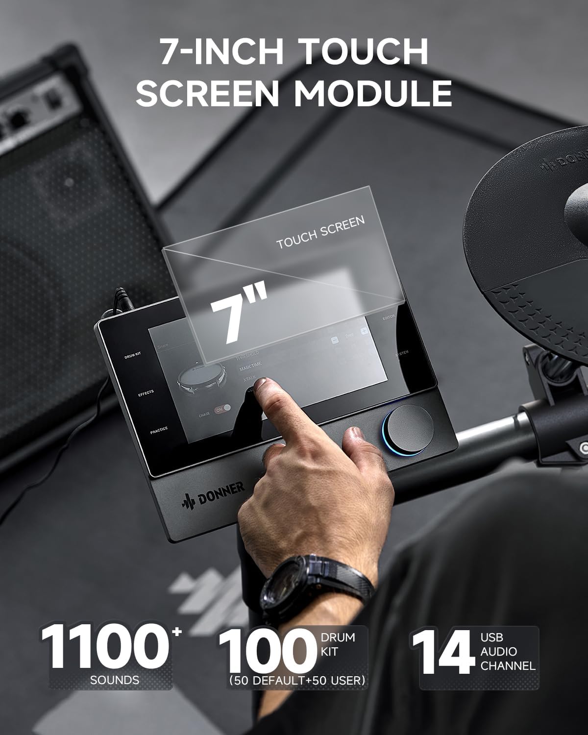 Donner Beat Electronic Drum Set, Electric Drum Kit with Quiet Mesh Drum Pads, 12