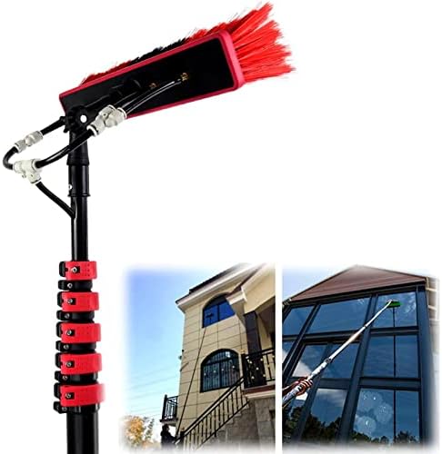 24ft Telescopic Water Fed Window Cleaning Pole - High Reach Brush Kit for Conservatory & Solar Panel - Extendable Hose Fed Equipment for Easy Cleaning
