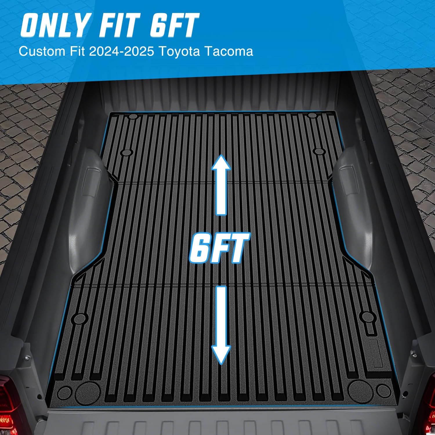Nilight Truck Bed Mat 6 FT for 2024 2025 Toyota Tacoma, TPE Heavy-Duty Pick-up Bed Liner for Toyota Tacoma Accessories, Anti-Slip Texture, All Weather Protection
