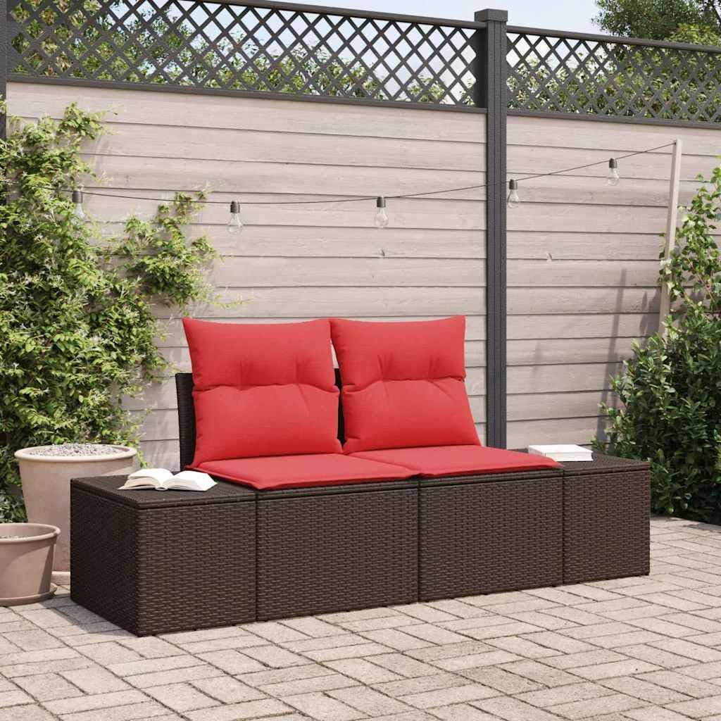 Modular Garden Sofa with Cushion, 184x62x69cm Poly Rattan, Durable Outdoor Couch for Patio, UV-Resistant Backyard Furniture, Weather-Resistant Outdoor Sofa Set