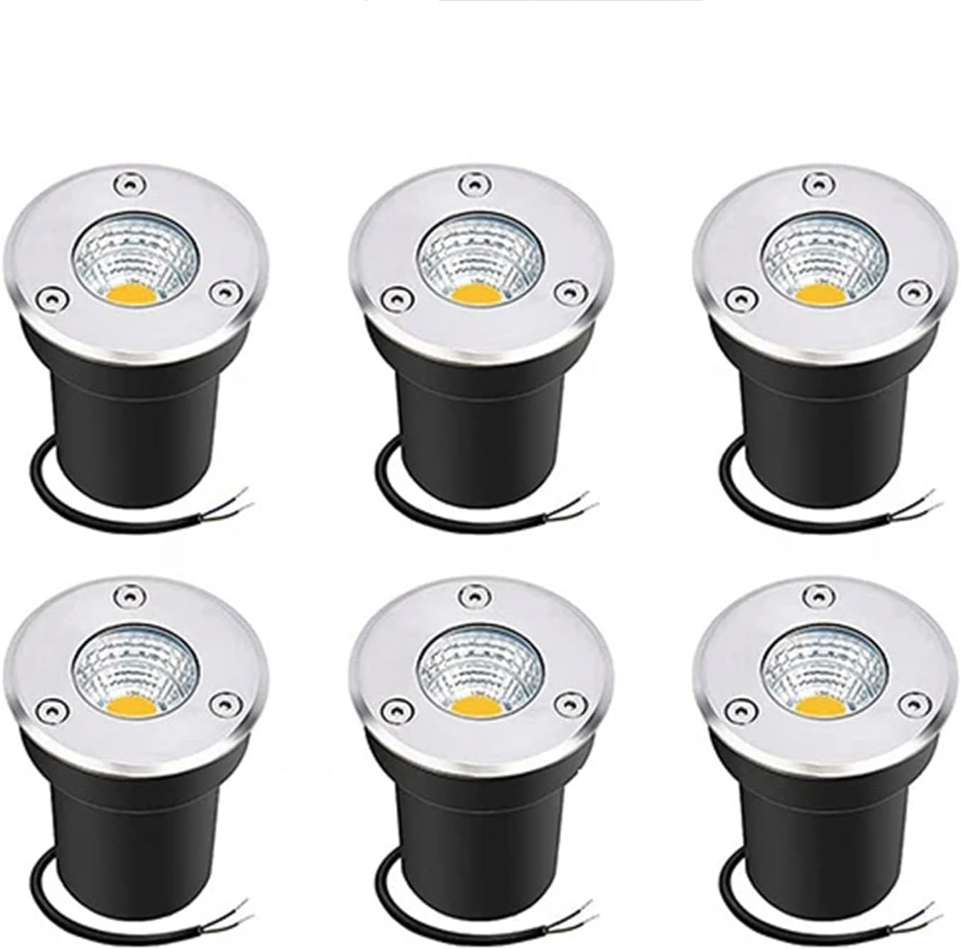 6PCS Underground Light LED Beam Spotlight, AC85-265V COB Garden Landscape Lights, IP65 Waterproof In Ground Light, Recessed Buried Lights, for Outdoor Park Driveway Lighting(Yellow,7W)