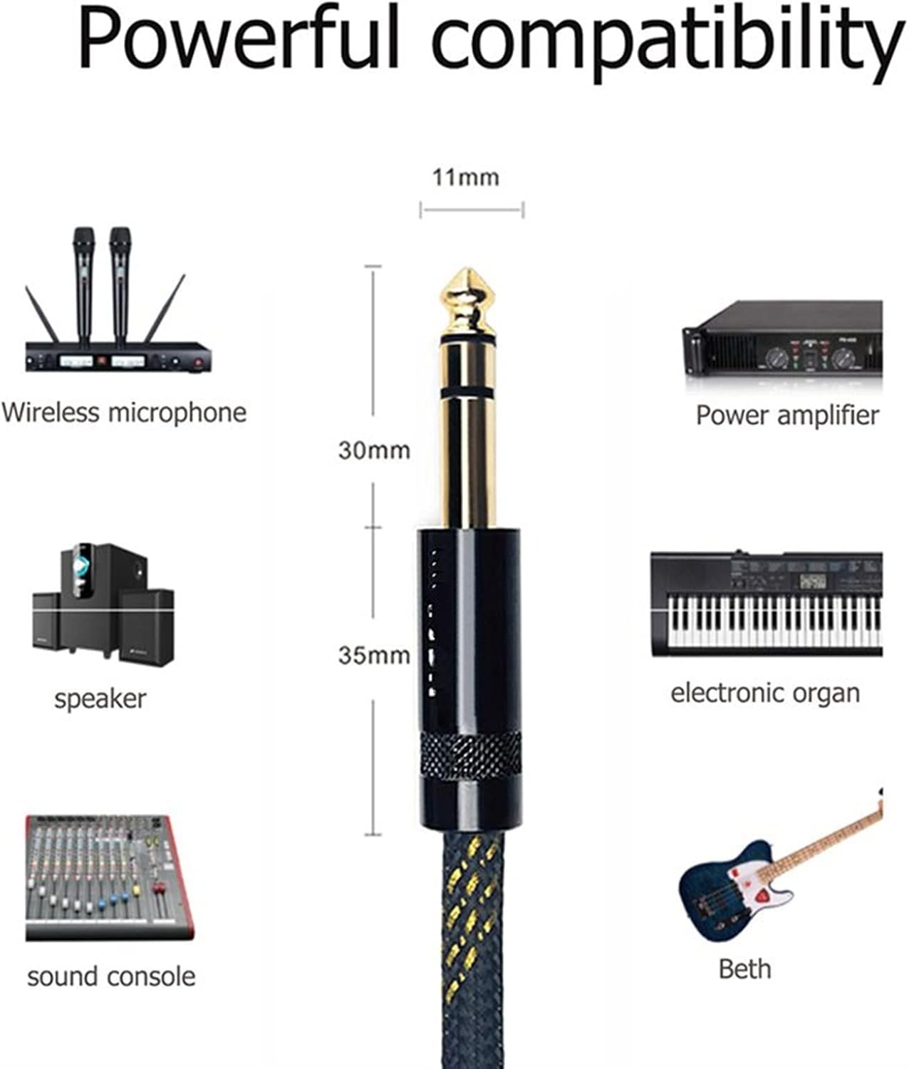 Guitar Cable Cable 6.5mm Output to 6.5mm Output for Microphone,Guitar,Amplifier,Player (Color : 1.5m)