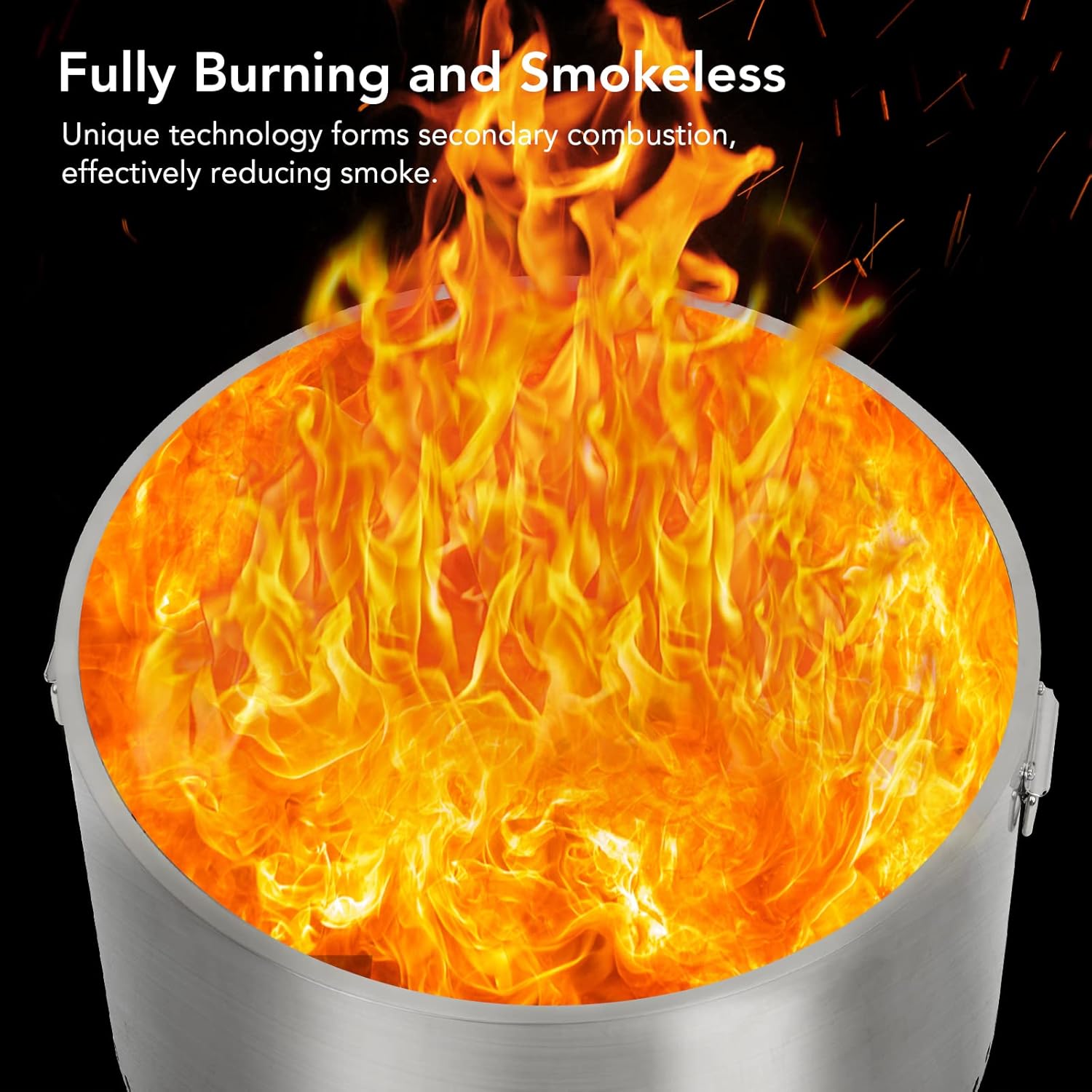 20.5 in Smokeless Fire Pit with Air Switch and Handle, Wood Burning Portable Stainless Steel Outdoor Firepit with Removable Stand and Ash Pan, Ideal for Camping Backyard Patio, H: 11.5 in, 18.8 LBS