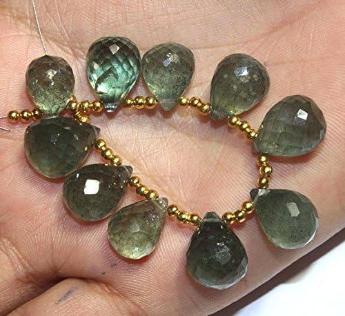 13 inch natural beads strand of 12x9-14x12mm faceted teardrop moss aquamarine gemstone briolletes beads for DIY jewelry - necklace, bracelet, earring, ring.