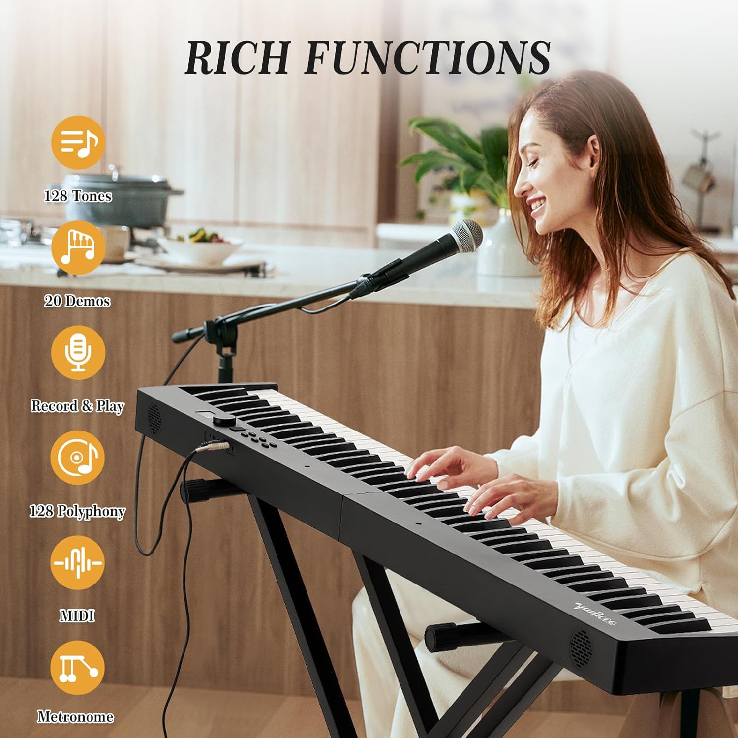 Foldable Piano Keyboard, Portable 88-Key Electronic Piano with Lightweight Design for Travel, Beginners & Students - Digital Music Keyboard with Mini Size & Foldable Feature
