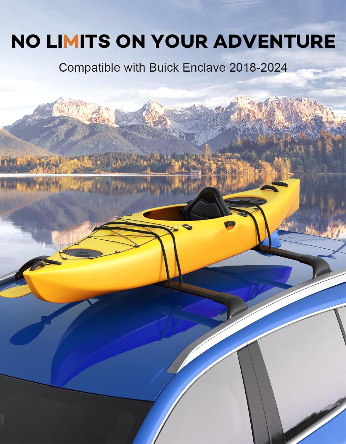 Roof Rack Cross Bars 220lbs Compatible with Buick Enclave 2018-2025 (with Flush Side Rails),Heavy Duty All-Metal Aluminum Crossbar Luggage Racks Roof Rails Rooftop Canoe Accessories