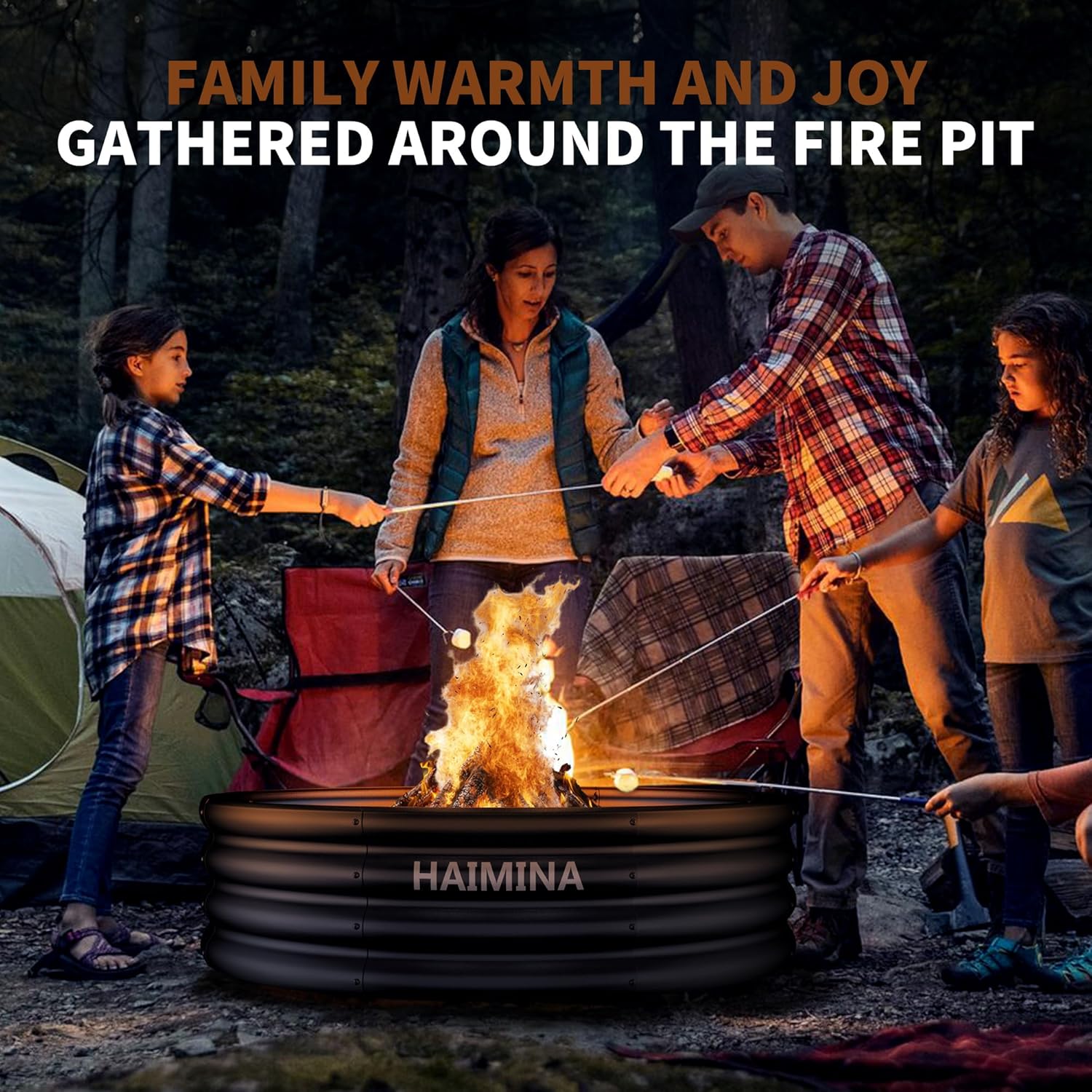 48 Inch Fire Pit Ring,Large Fire Pit Ring for Outside Wood Burning, Fire Pits Rings with High-Temperature Coating for Backyard, Bonfire, Camping, Beach(4x4 FT)