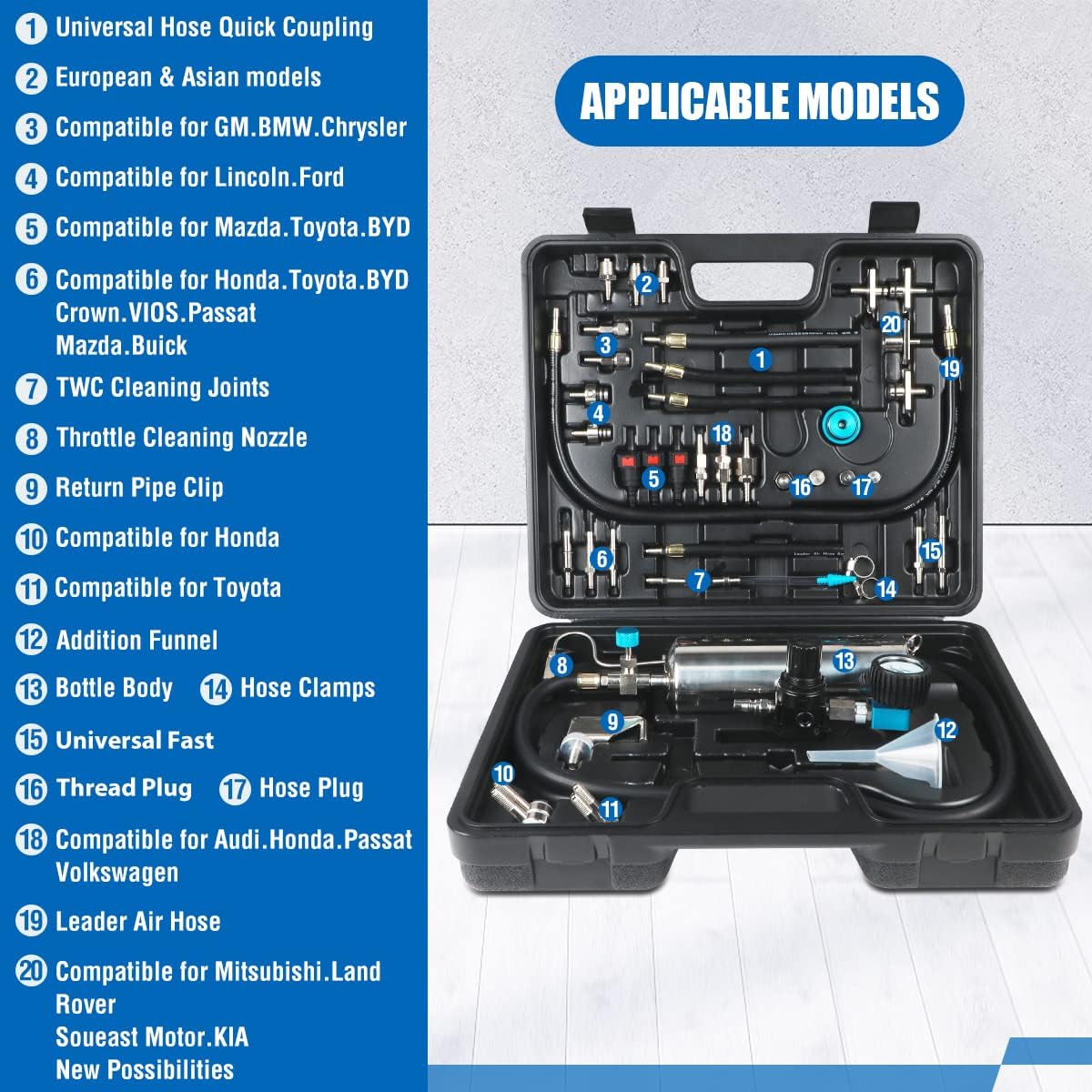 Fuel Injector Cleaner Kit, Non-Dismantle Fuel Injection System Cleaner Tester 1L 150PSI Fuel Injector System Cleaning Machine Tool Catalytic System Cleaner Converter Cleaner for Gasoline Cars Vehicle