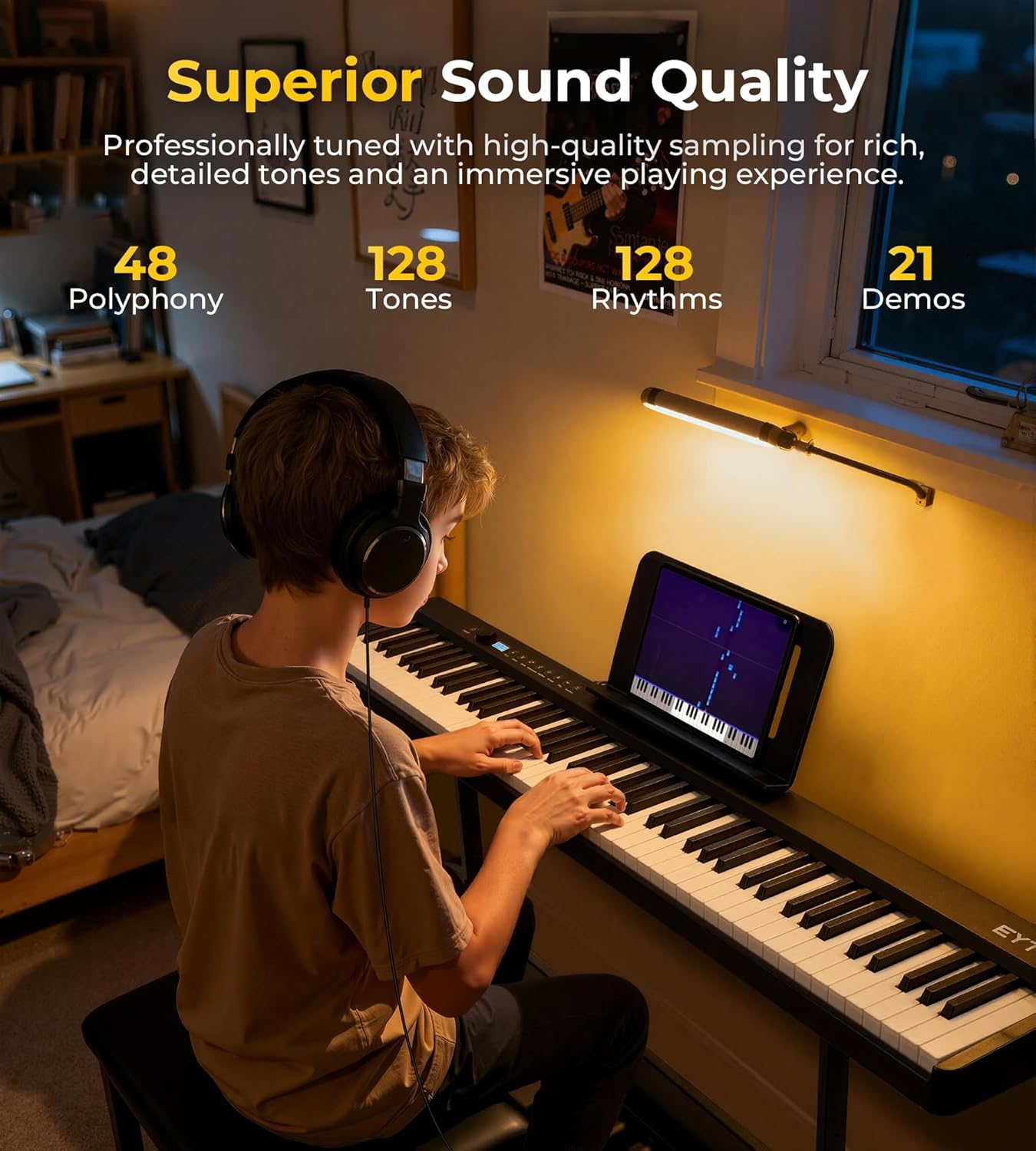 88 Key Folding Piano Semi-Weighted Foldable Piano Full Size Portable Travel Electric Piano Keyboard with BT Wireless, 128 Tones, USB MIDI, Sustain Pedal and Bag for Beginners Adults Teens