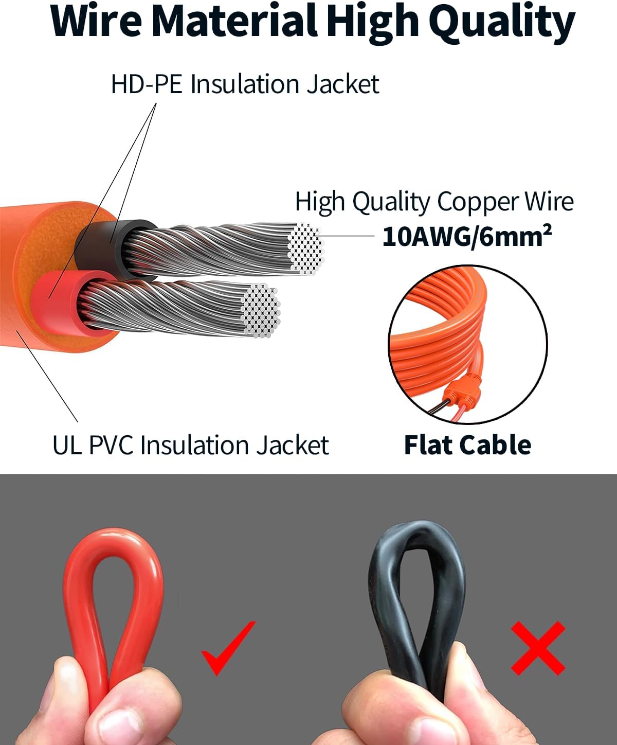50Ft 10AWG Solar Panel Extension Cable - Tonton 6mm² One-Piece Solar Wire with IP68 Male and Female Connectors, Heavy-Duty PV Cable for Home, RV, and Photovoltaic Systems (10AWG 50FT 15M)