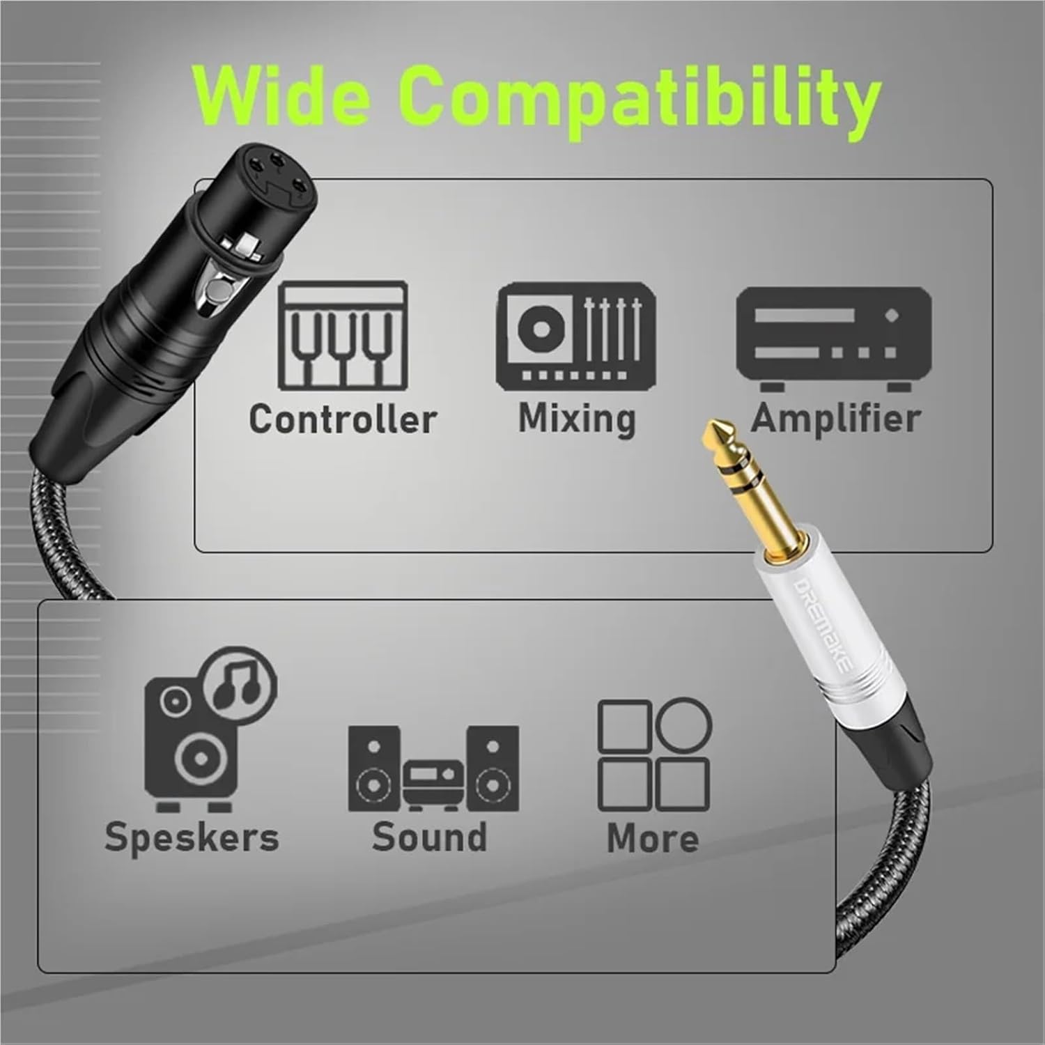 XLR Female to 1/4 Inch TRS Cable 6.35mm Balanced Stereo Microphone Cable Quarter Inch to XLR Mic Cord for Audio Mixer Amplifier(15m)