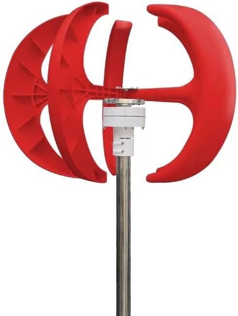 Wind Turbine, Vertical Wind Turbine Generator 2kw Windmill 12v 24v 48v Low Noise Wind Speed Start with MPPT Charge Controller for Home Use(Red,Turbine ONLY_24V)
