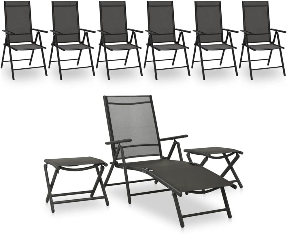 9 Piece Patio Lounge Set Black and Anthracite,Premium Outdoor Lounge Set with Adjustable Backrest and Foldable Design for Comfort and Convenience Patio Furniture, Outdoor Furniture Sets