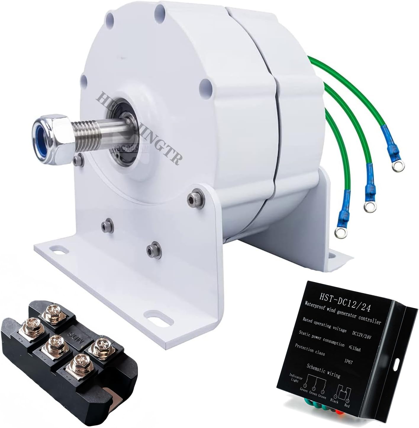 48V,3 Phase DIY Permanent Magnet Alternator, 12000W Small Gearless Permanent Magnet Generator with Rectifier for Wind Turbine Water Turbine(With Base),12V-220V