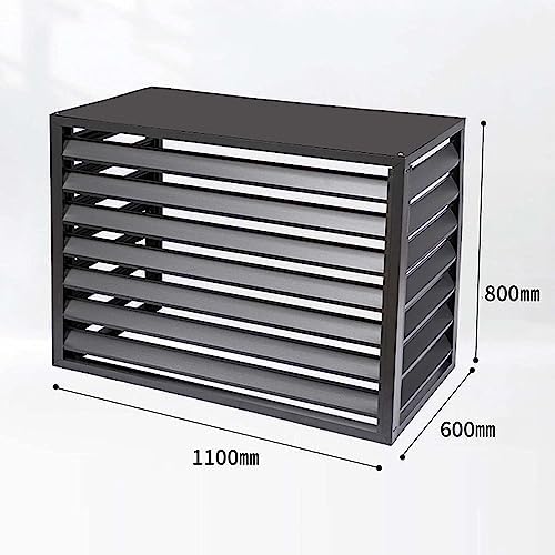 air Conditioner Fence for Outside Units Window Air Conditioner Cover Outdoor, Aluminum Weatherproof Protection Cover for Outside Units,Garden Blinds Privacy Screen (Color : Black, Size : 4 Sides: L1